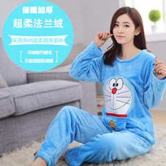 Add fat XL code coral velvet pajamas female long sleeves autumn winter fat MM flannel home suit thickening suit 200 Jin Standard XL110-120 Jin Thickening jingle cat mink fur