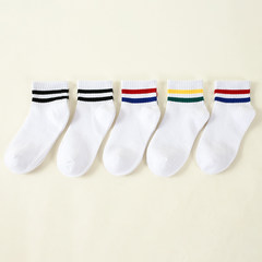 The children in the stockings, socks. The wind wind is male two Korea Harajuku fringe bar autumn tide movement stockings Size 35-44 Short paragraph 5 white base mixing