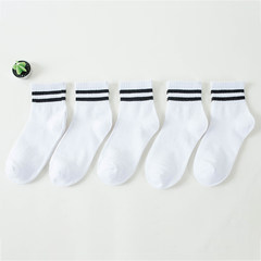 The children in the stockings, socks. The wind wind is male two Korea Harajuku fringe bar autumn tide movement stockings Size 35-44 Long paragraph 5 white black strip