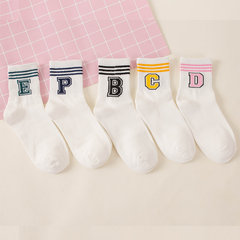 The children in the stockings, socks. The wind wind is male two Korea Harajuku fringe bar autumn tide movement stockings Size 35-44 5 color letters three bars