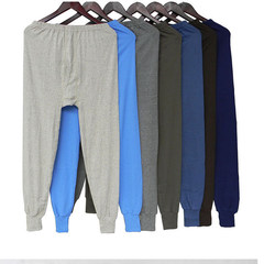 Men's cotton cotton long johns warm pants cotton trousers and loose one-piece increase Leggings line pants pants 170 (L) Navy Blue