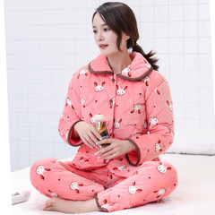 Coral fleece clip cotton pajamas lady winter three thicker size warm suit with winter clothing Home Furnishing cashmere jacket M [suggestion 80-100 Jin] 5212# thickening crystal velvet