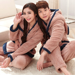 Plush thickening lovers pajamas, winter women lovely coral velvet set cartoon big man, autumn fat MM200 pounds Female XXL [140-160 Jin] Three thousand three hundred and fifteen