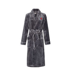 A couple of female winter long thick flannel gown bathrobe Bride Gown Custom Wedding makeup embroidered pajamas S Earl Grey
