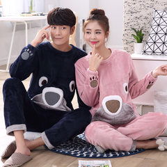 Autumn and winter coral velvet pajamas, women's long sleeves, winter and winter men's thickening, winter flannel home suit M ladies [thickening flannel] 4426# 3 days after shipment take pre-sale Xianv