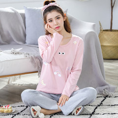Ladies pajamas cotton long sleeved cotton clothing Korean fresh spring and autumn winter Home Furnishing summer students thin autumn suit XL [collection courtesy] Emerald green