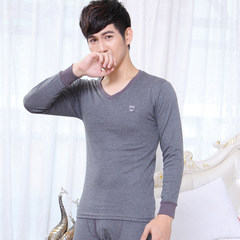 Nanjiren V collar cotton long johns suit young male cotton sweater 'thin backing underwear L Dark grey