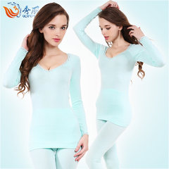 Special offer every day youth long johns Ms. cotton thin tight students modal thermal underwear sets F Soft green