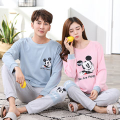 In the spring and autumn season, lovers' pajamas, long sleeves, men's and women's yards, pure cotton home clothes, pure cotton women's autumn and winter Pajamas Set Men's L code (pure cotton / cotton) Beige