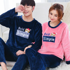 Winter coral velvet pajamas, female flannel thickening, plush, long sleeves, lovely cartoon men's and women's home clothes Female XL code 671-10#