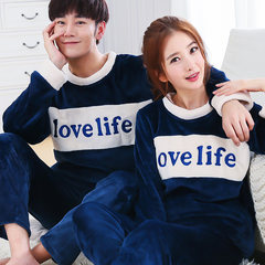 Winter coral velvet pajamas, female flannel thickening, plush, long sleeves, lovely cartoon men's and women's home clothes Female XL code 671-26#