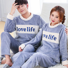 Winter coral velvet pajamas, female flannel thickening, plush, long sleeves, lovely cartoon men's and women's home clothes Female XL code 671-28#