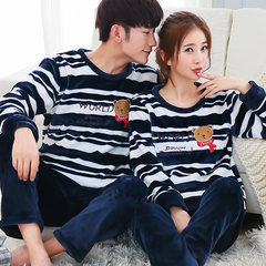 Winter coral velvet pajamas, female flannel thickening, plush, long sleeves, lovely cartoon men's and women's home clothes Female XL code 671-21#