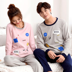 Ladies and gentlemen every day in spring and autumn season, men and women, cotton long sleeved thin strip can be worn outside the cotton home suit Female XL code Y4414 [cotton]