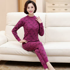 Long johns old lady mother cotton underwear thin cotton sweater sweater pants suit old line M/85 (85-100 Jin) Violet prints (central collar)