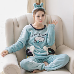 Summer Plush flannel pajamas, lovely autumn long sleeve cartoon big size coral velvet home suit Collection + shopping cart priority delivery Shuimengxiong