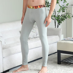 Man warm pants with cashmere single thin cotton long johns male tight Leggings cotton trousers thick winter line 170 (L) B069 gray