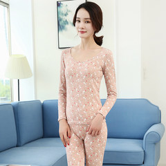 Long johns suit female underwear cotton thin cotton cotton sweater slim body tight lovely students M Pink (rabbit)