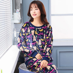 In autumn and winter, thickening, adding fertilizer, increasing code cotton, flannel pajamas, women's suit, 200 pounds fat mm coral velvet home clothes XL (120-135 Jin) Color