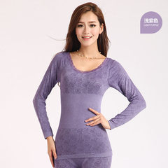 Autumn and winter warm underwear female suits modal T-shirt long johns lady wearing a corset in thin section F Lilac colour