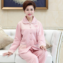 Every day, autumn and winter, middle-aged and elderly long sleeve air sandwich cotton cotton pajamas, women thickening mother home clothes XXXL code [160-180 Jin] X9105