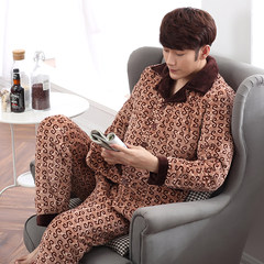 Winter mink cashmere three thicker XL and clip cotton pajamas coral velvet suits with velvet warm suit Home Furnishing M [three layers thickened extra thick] 8965 (male) mink hair
