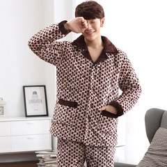 Winter mink cashmere three thicker XL and clip cotton pajamas coral velvet suits with velvet warm suit Home Furnishing M [three layers thickened extra thick] 8969 (male) mink hair