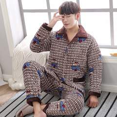 Winter mink cashmere three thicker XL and clip cotton pajamas coral velvet suits with velvet warm suit Home Furnishing M [three layers thickened extra thick] 3585 (male) mink hair