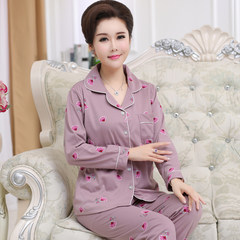 Mother pajamas, women autumn, cotton long sleeves, spring and autumn, middle aged and elderly, relaxed, middle-aged, big size, autumn suits XXXL [suggestion 155-200 Jin] MY6689