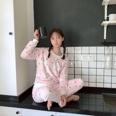 Heavy coral velvet pajamas female autumn and winter sweet and lovely students, flannel big size home suit tide M Lamb pattern