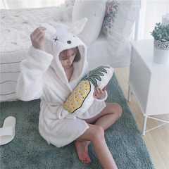 Heavy coral velvet pajamas female autumn and winter sweet and lovely students, flannel big size home suit tide M 3195 white