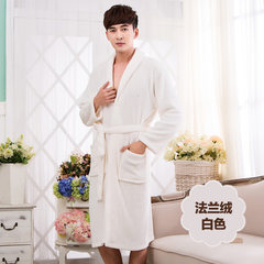 Winter new bathrobe Nightgown lady warm coral velvet dress lengthened and thickened couple sleeping male flannel bathrobe F Flannel man white