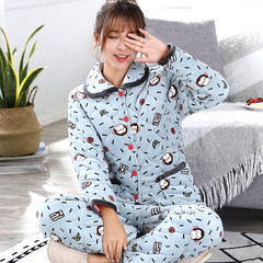 The winter pajamas coral fleece three thicker clip cotton padded jacket plus velvet lady long sleeved flannel suit Home Furnishing code M [suggestion 80-95 Jin] 8804# crystal super soft