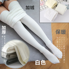 Japanese winter plus cashmere thickening white stockings, warm and thin, white micro pressure integrated socks children F Milk white JA without pantyhose