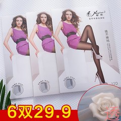 6 pairs of South sword 3711# 12D ultra-thin file plus big core silk anti hook stockings lady summer tights socks F 6 pairs of light skin color
