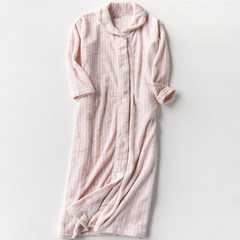 Cute girls female flannel gown of autumn and winter Clubman thickened coral fleece bathrobe Nightgown long sleeved pajamas F B super Shutiao robe belt buckle