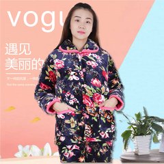 Autumn and winter pajamas thickened ladies suits three mink cashmere clip jacket warm in the old people's dress code Home Furnishing XXL (159-168cm, 125-150 Jin) Heiqing