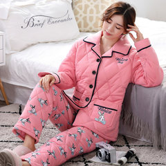 Winter pajamas female cotton quilted three layer thick warm winter jacket XL Home Furnishing long sleeved suit M Three thousand three hundred and ten