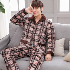 Special offer every day [] men and women pajamas winter mink cashmere Home Furnishing suit three thick layer of warm cotton pajamas XL [three layers thickened extra thick] brown