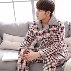 Special offer every day [] men and women pajamas winter mink cashmere Home Furnishing suit three thick layer of warm cotton pajamas XL [three layers thickened extra thick] Classic Plaid [velvet velvet extra thick]
