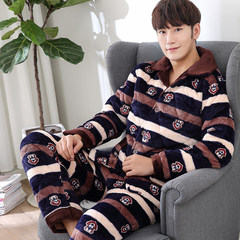 Special offer every day [] men and women pajamas winter mink cashmere Home Furnishing suit three thick layer of warm cotton pajamas XL [three layers thickened extra thick] Camel