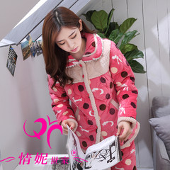 Special offer every day [] men and women pajamas winter mink cashmere Home Furnishing suit three thick layer of warm cotton pajamas XL [three layers thickened extra thick] Long eared rabbit