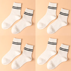 Female socks in winter tube socks cotton socks in the air deodorant movement long conventional Ms. Size 35-44 White 4 pairs