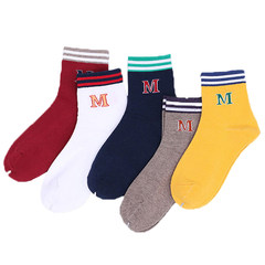 The children in the stockings stockings. Two bars of cotton socks and a college student Harajuku wind long tide Size 35-44 Five double -09 letter M paragraph