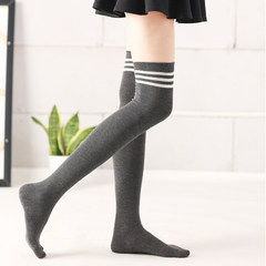 The children of Korean Japanese college stockings knee winter black students all-match wind half leg high tube stockings Size 35-44 Knee - three gray bar