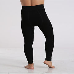Man warm pants with a piece of pure cotton trousers thick velvet long johns slim Leggings male trousers trousers tide in winter XL 150 to 180 Jin black