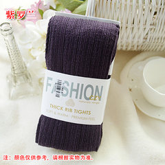 Japanese spring and autumn section thickening knitting vertical stripe pantyhose, women autumn winter bottoming socks, stepping feet stockings thick lady F violet