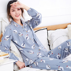 Spring and autumn autumn month long sleeved cardigan cotton pajamas female winter cotton winter middle-aged mother set Home Furnishing service L (recommended weight: 105-125 Jin) A8828 Long Sleeve Cotton