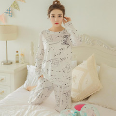 Korean summer pajamas female cute autumn cartoon long sleeve, XL home wear, women can wear a suit Female M (75-95 Jin) Orange
