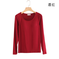 Long sleeved T-shirt bra with cotton modal BRA-t free paper cup bra one Yoga underwear shirt M (95-110 Jin) Red wine "modal.